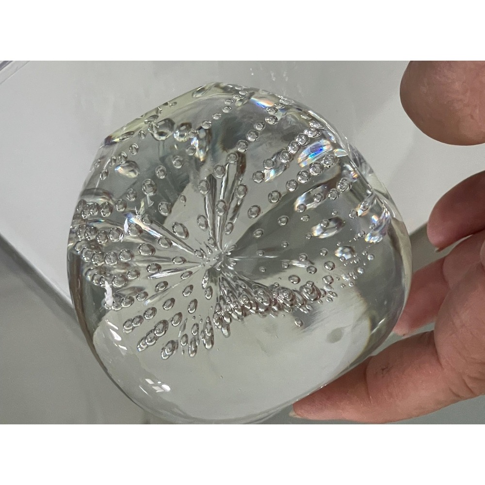 Bubble Clear Glass Paperweight Controlled Bubble Art Vintage 2.75 Inch - Picture 12 of 16